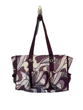 Thirty-One 31 Utility Organizing Tote Bag With Pockets Purple Patchwork Paisley
